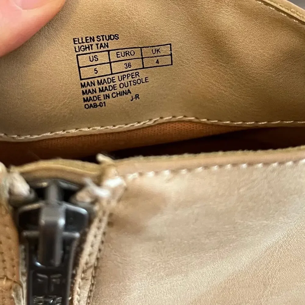 Frye Ellen Studs Ankle Boots Light Tan Leather Women’s 6.5 36 Boho Cowgirl Rodeo - Picture 7 of 8